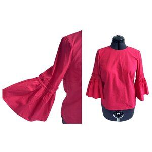 Marled Reunited Hot Pink Top with 3/4 Pleated Bell Sleeves, Size Small